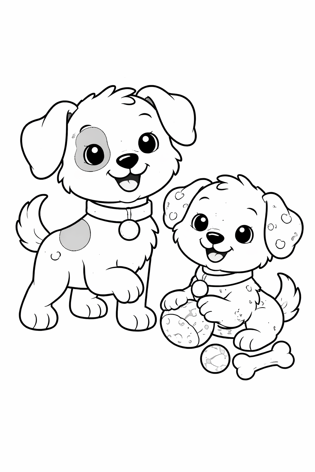 Kleurplaat leuke hondjes