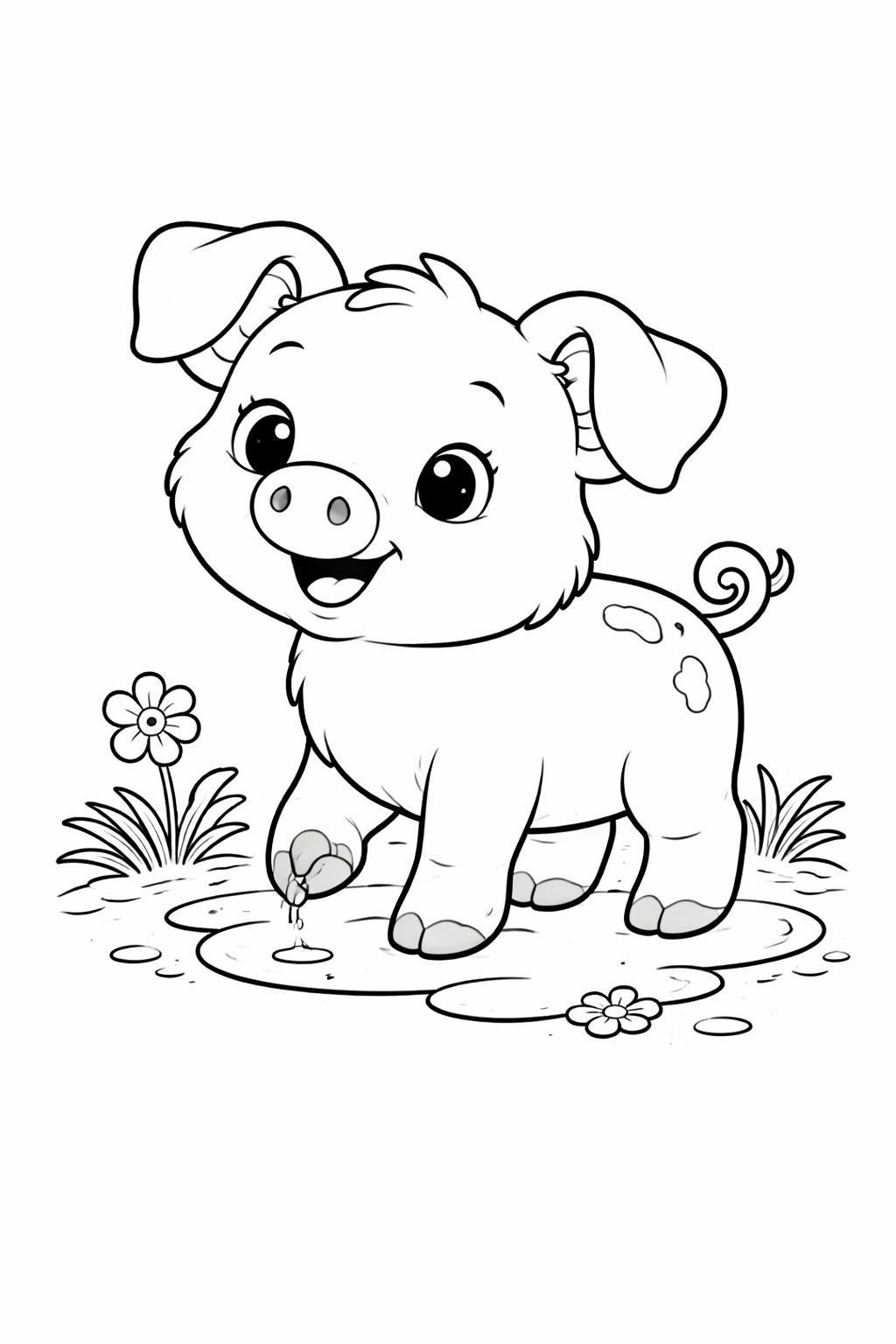 Kleurplaat modder varken