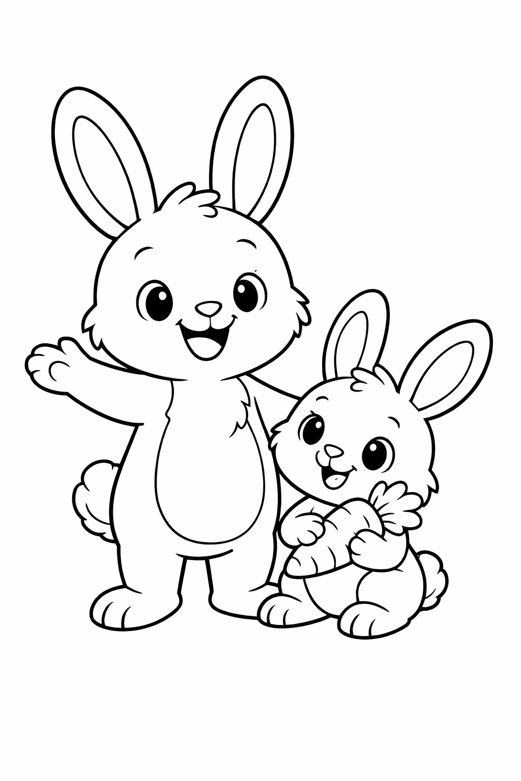 Kleurplaat twee konijnen
