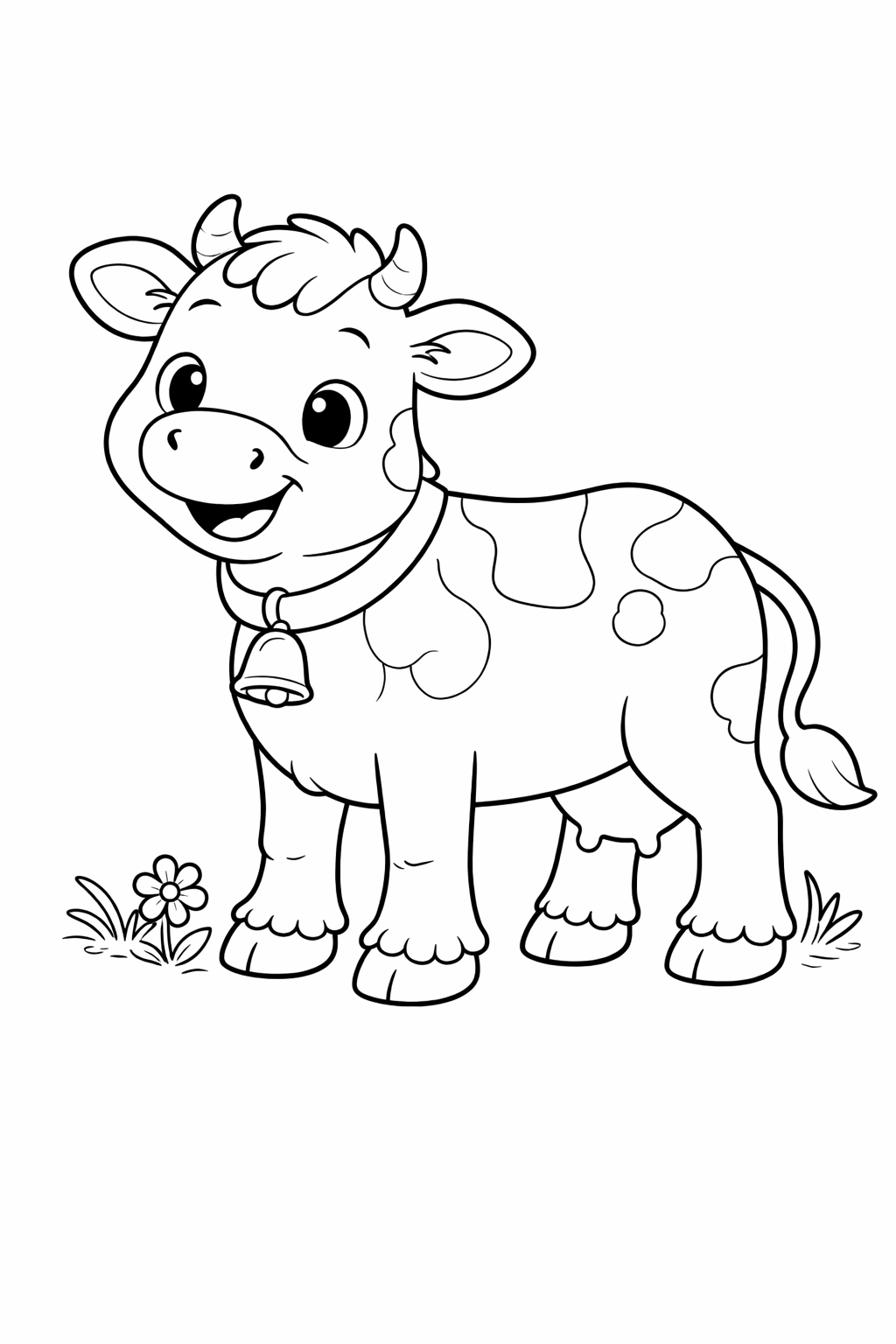 Kleurplaat vrolijke koe