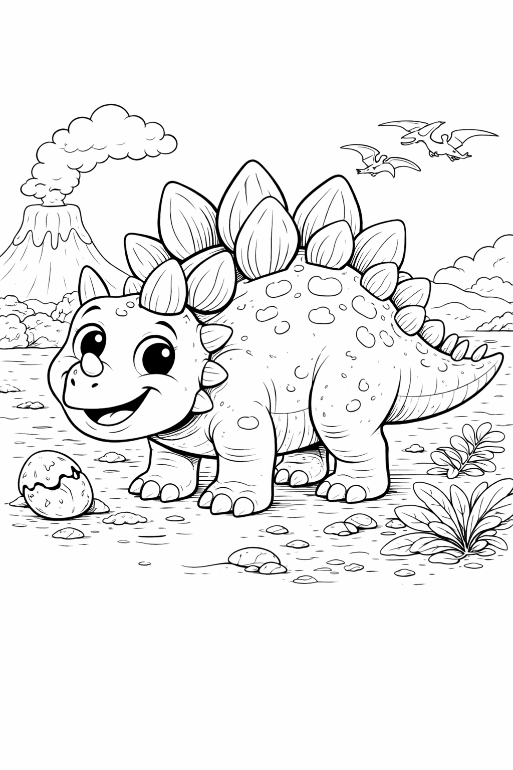 Kleurplaat oude stegosaurus