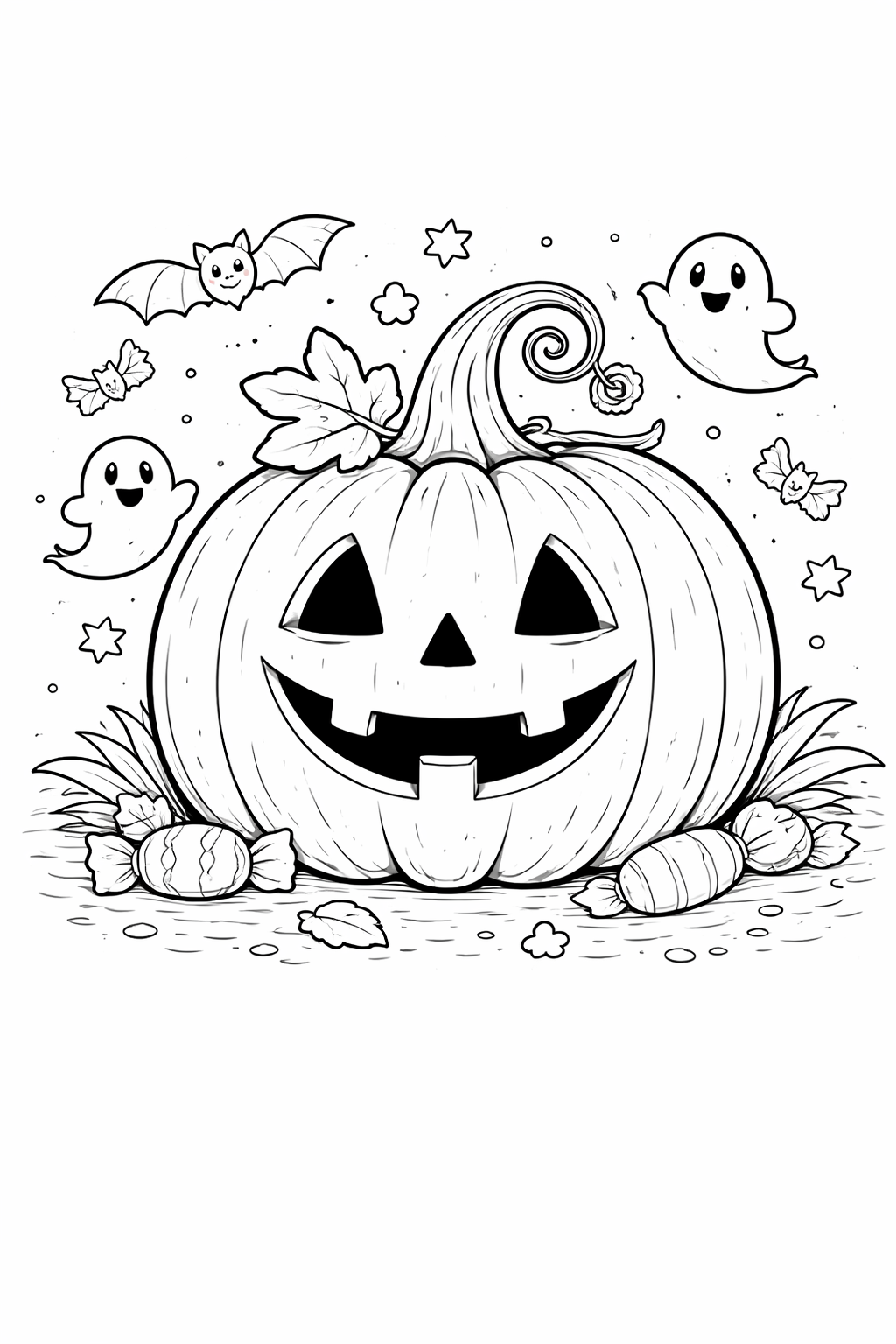 Kleurplaat halloween pompoen