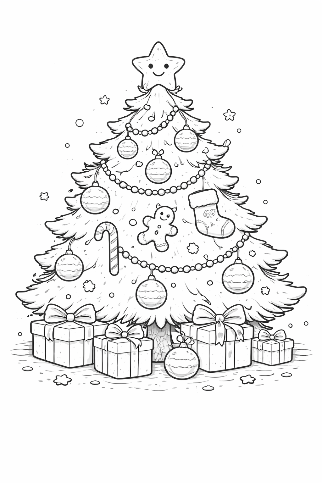 Kleurplaat kerstboom