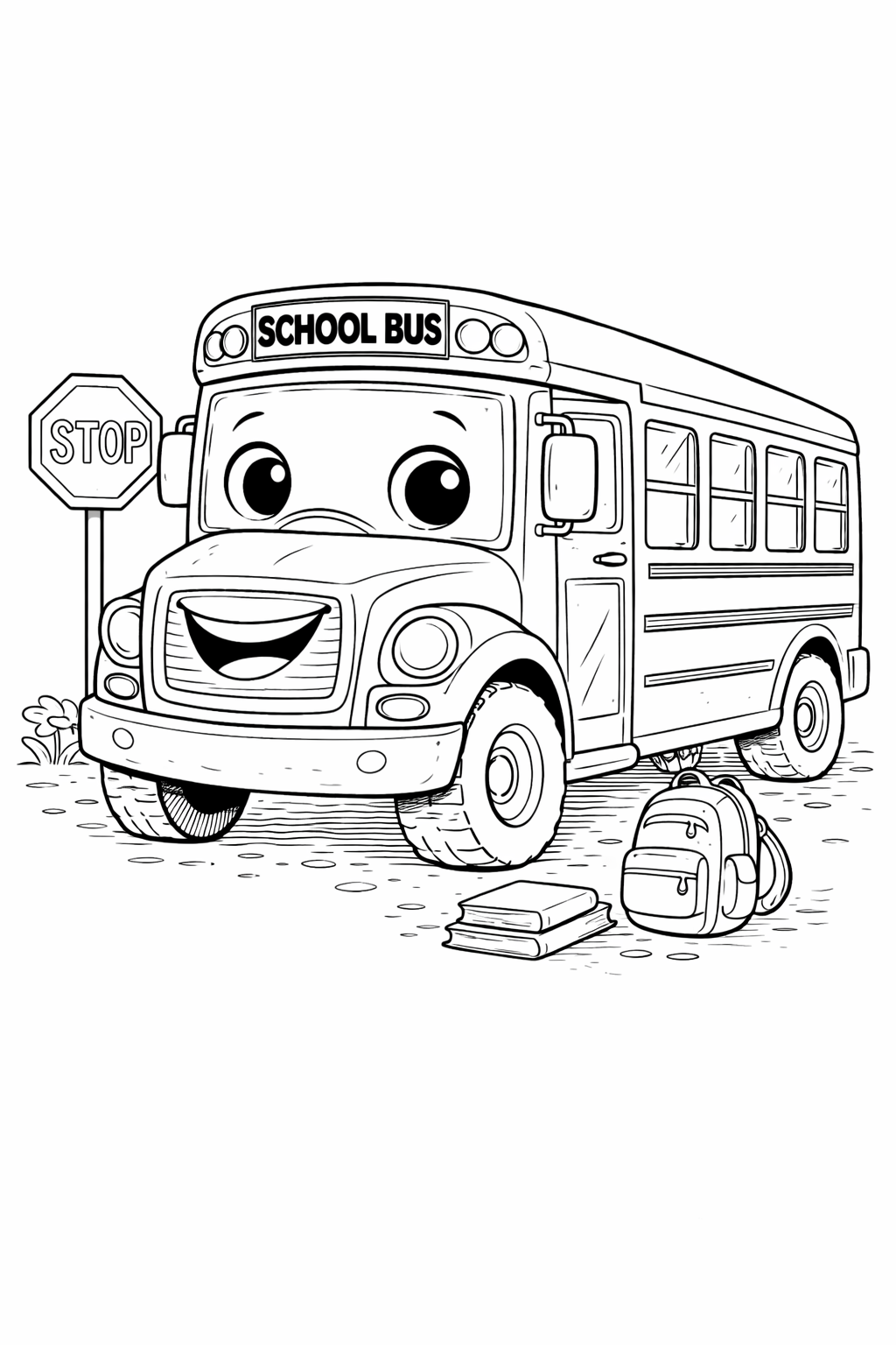 Kleurplaat schoolbus